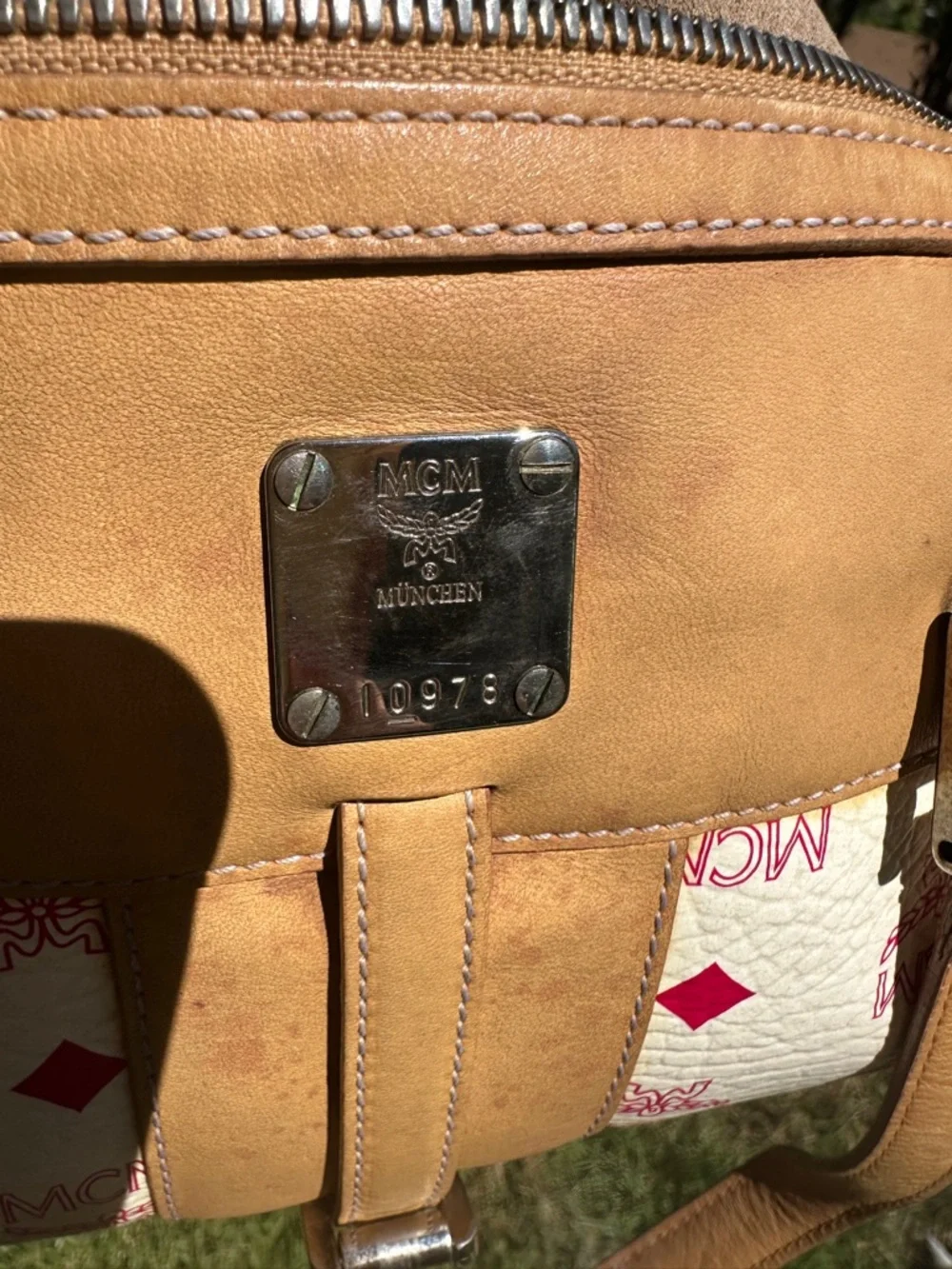 MCM Pink & White Logo-Print Shoulder Bag with Pink Accents with COA - Picture 15 of 17